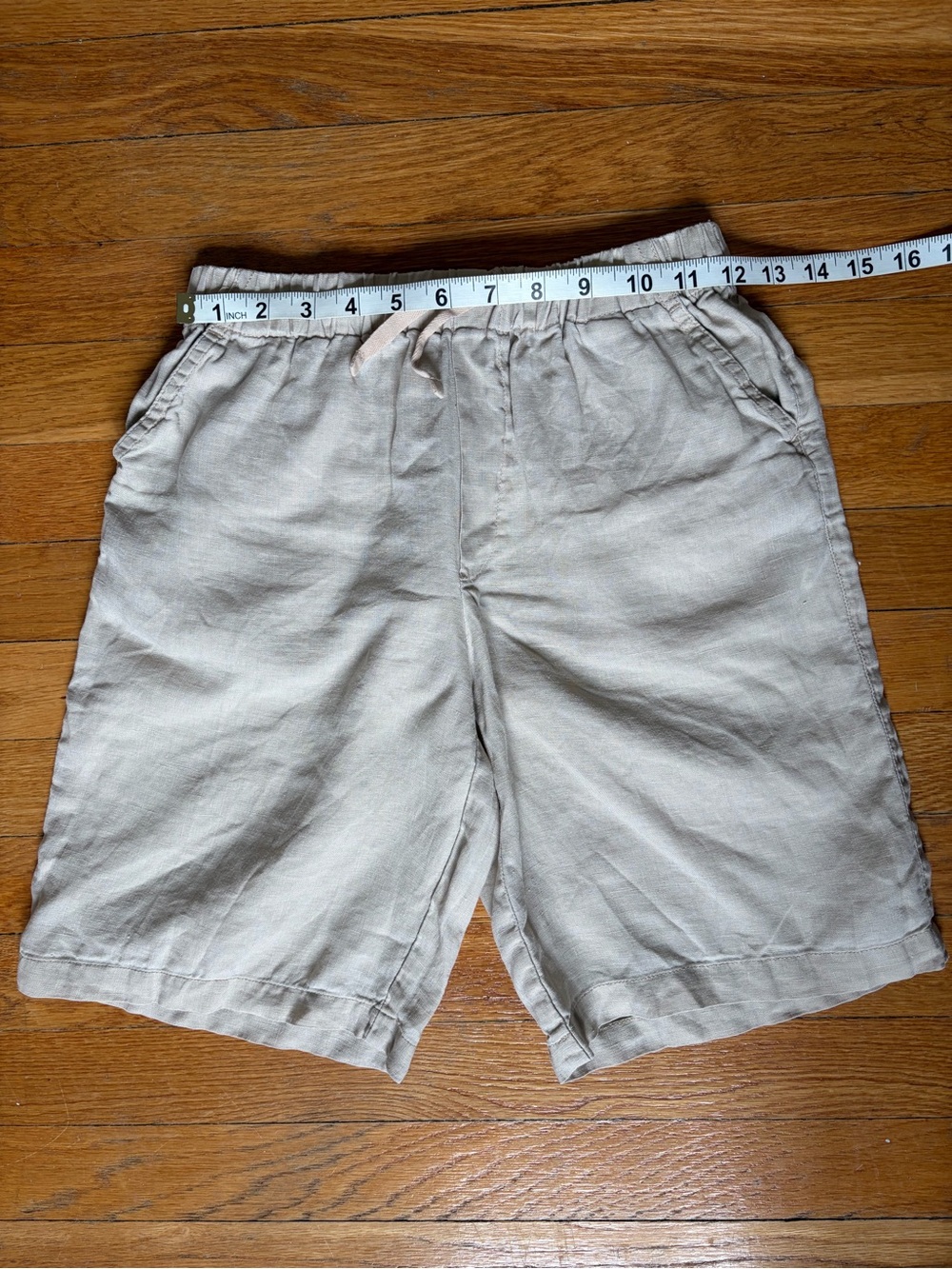 Quince khaki linen shorts size 12